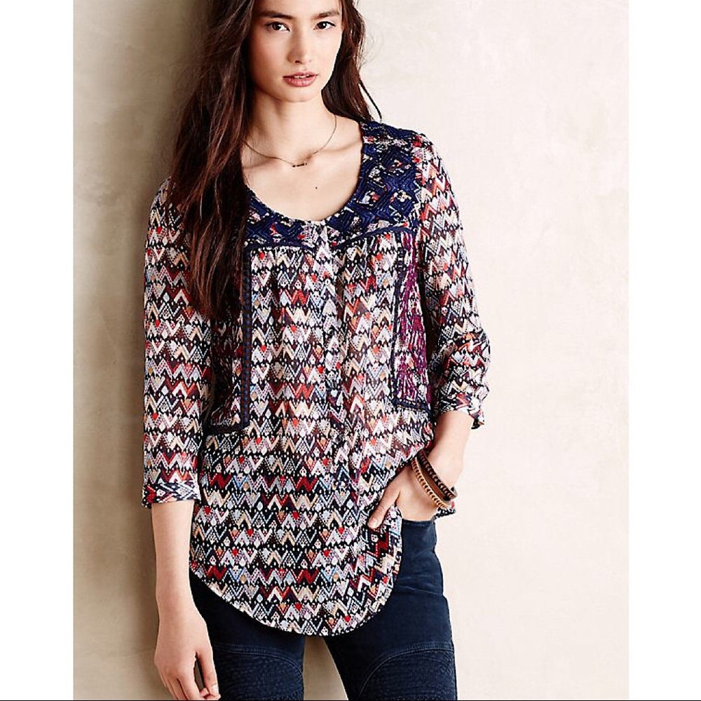 Vanessa Virginia (Anthropologie) Patchprint Henley